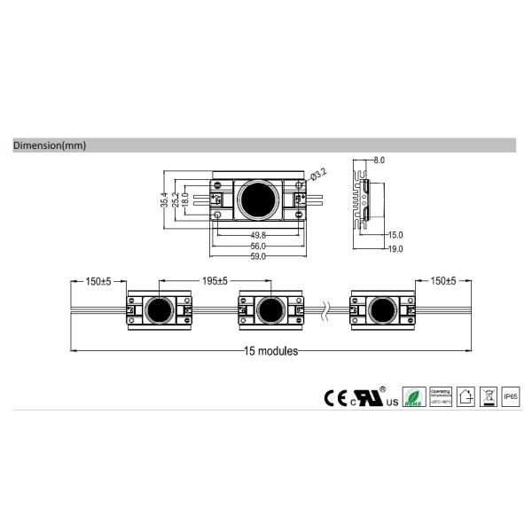 IP65 Waterproof White Led Module 12 Volt With 30000 Hours Lifetime