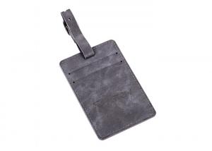 Quality Grey Genuine Leather Tag Rectangle Pu Leather Luggage Tag Souvenir Gift for sale