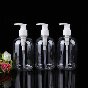 Quality empty shampoo shower gel bottle plastic clear PET bottle 500Ml foaming wash soap hand sanitizer pump bottle with pump for sale