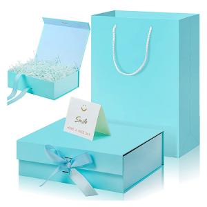 Quality Custom Luxury Packaging Gift Present Box With Lids And Changeable Ribbon Paper Bags A Greeting Card And Tissue Paper for sale