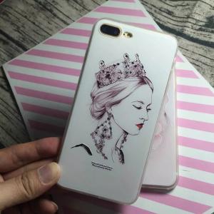 Quality PC+TPU Silk Skin 3D Relief Painting Elegant Lady Face Pattern Cell Phone Case Back Cover For iPhone 7 6s Plus for sale