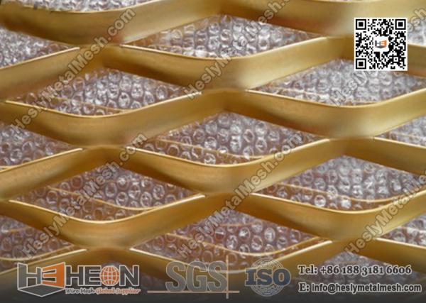 Buy 75X155mm Diamond Hole Golden Aluminum Expanded Metal Sheet | China Supplier at wholesale prices