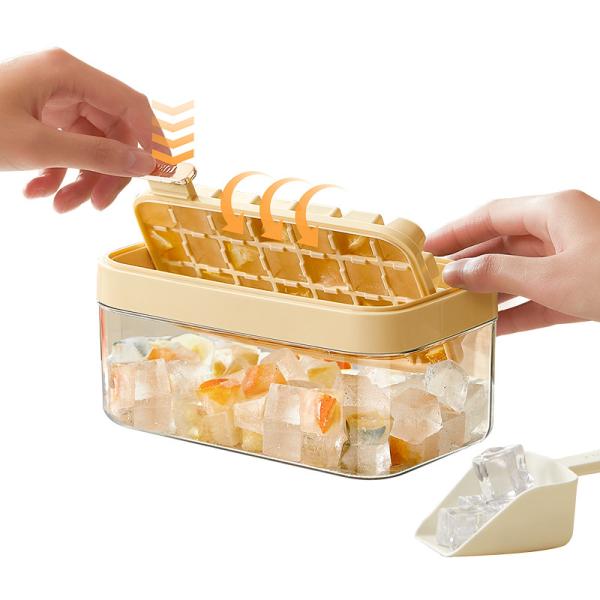 Buy Multi Function 64 Cubes Fridge Ice Cube Tray With Large Bin And Lid at wholesale prices