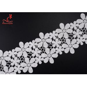 Buy cheap Beautiful Flower White Embroidered Lace Trim For Wedding Dress from wholesalers