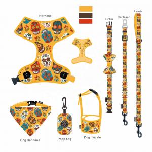 Sublimation Patterns Multicolor Dog Harness Bandana Sets With Metal Hook