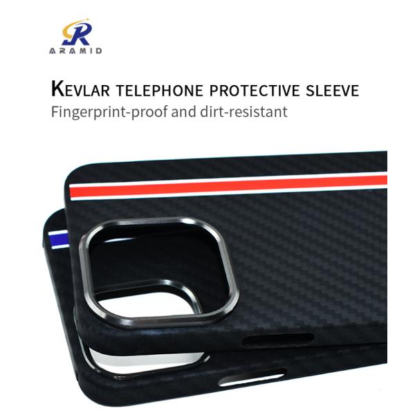 Customized Logo Metal Ring Frame Camera Design Kevlar Phone Cases For iPhone 14