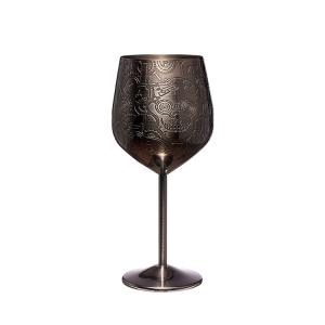 China Etching Design Stainless Steel 18/8  Wine Glass Black Steampunk Style Goblet on sale