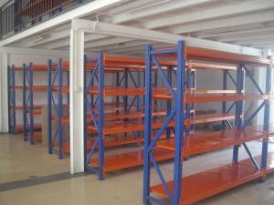 Quality 500kg cold rolled medium duty shelving , custom Blue / Orange long span shelving for sale