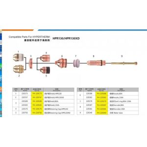 China Compatible parts for Hypertherm HPR130 Consumables Electrode 220187, Plasma Cutter Consumables 220182 220188 on sale