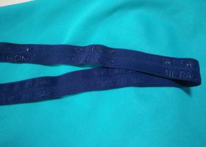 Quality 100% Polyester / Nylon Knitted Folded Elastic Ribbon With Logo Embossed for sale