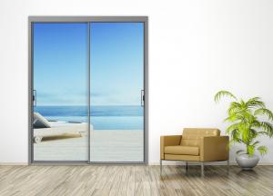 Quality Narrow Frame Interior Aluminum Sliding Doors Glass Black ISO14001 For Terrace for sale