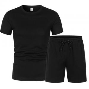 Quality Casual Jogging Short Sleeved Workout Top And Shorts Set Unisex for sale