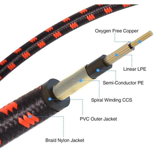 Braid Jack Electric Tweed Guitar Cables 6.35MM With Noiseless Technology for Professional Audio