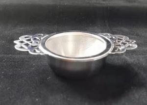 Quality Drip Bowl Lace Extra Fine Mesh Stainless Steel Tea Strainer Double Handled for sale