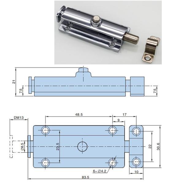 Zinc Alloy Button Spring Latch Lock 83.5x30.6mm , Lockable Slide Bolt Latch For Guard Against Theft
