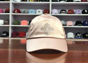 Quality Hot Sales ACE Unisex Adjustable Rhinestone Embroidery Logo Satin Fabric Soft Design Baseball Cap Curve Hat for sale