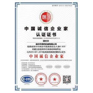 Quanzhou Bo Rui Machinery Co., Ltd. Certifications