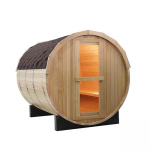 China 2 Person Hemlock Wet Dry Whiskey Barrel Sauna With Window Steam Room on sale