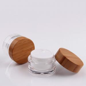 China 20g 30g 50g Bamboo Cosmetic Packaging Empty Glass Cosmetic Jar on sale