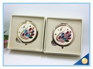 Quality Shinny Gifts Rhinestone Small Metal Mirror For Craft Crystal Round Shape Pocket Mirror for sale
