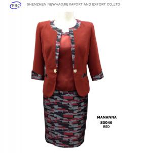 China MANANNA New Three-Piece Ladies Skirt Suit red/black on sale