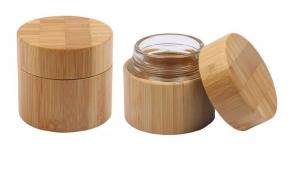 China Bamboo cosmetic cream jars, bamboo cream containers glass jars on sale