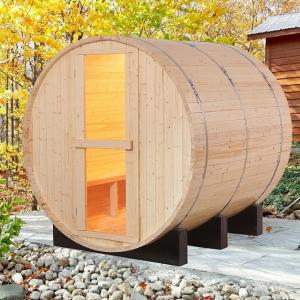 China Hemlock Wood Home Commerical Outdoor Tradtional Steam Barrel Sauna 6 Person on sale