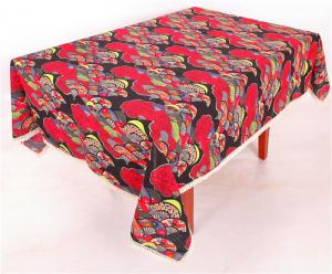 China Hemmed Edges Custom Printed Table Covers , 0.1 - 0.3mm Thickness Decorative Table Cloths on sale