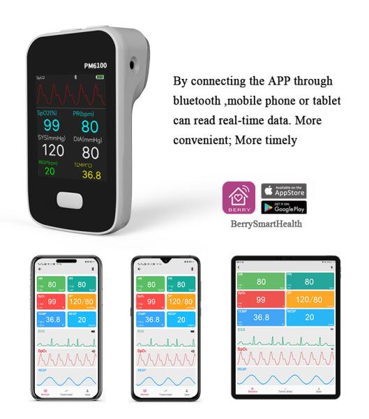 Buy Neonate Multi Parameter Handheld BERRY Bluetooth Patient Monitor SpO2 PR ECG NIBP at wholesale prices