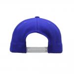 Promotional Hat Custom Blue Flat Brim Snapback Plastic Closure 6 Panels Wool Cap