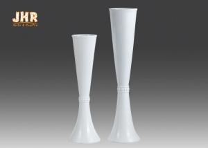 Quality Tall Decorative Glossy White Fiberglass Planters Floor Vases Flower Pots for sale