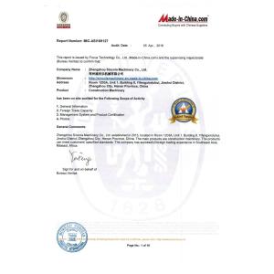 Zhengzhou Sincola Machinery Co., Ltd Certifications