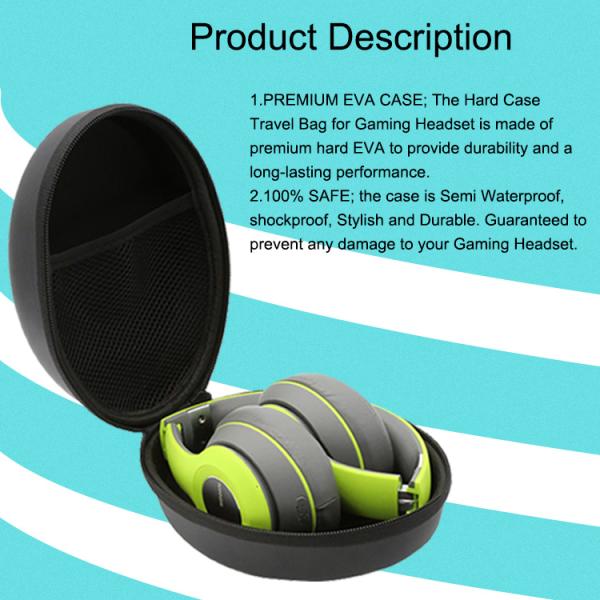 Practical Rubber Zipper Closure EVA Hard Case For Sony Headset