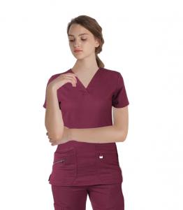 Quality 180 GSM Spandex Short Sleeve L Women Plain Woven Scrubs Medical Uniform Wrinkle-free for sale