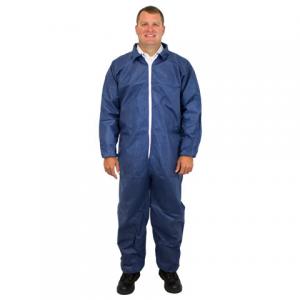 Quality SMS Fabric Safety Disposable Coverall Suit Mens Work Overalls With Collar for sale