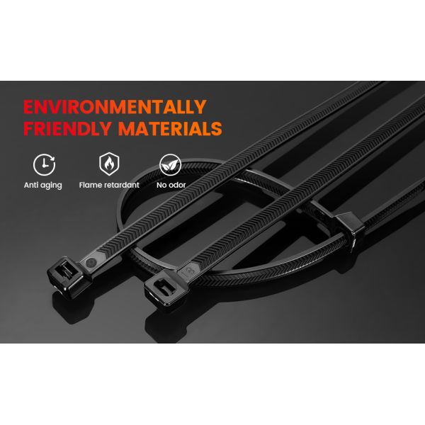 Double Sided Nylon Cable Ties Plastic Cable Ties 200 Lbs High Tensile Strength 7.6*300mm
