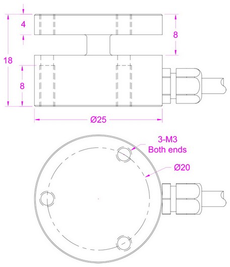Miniature Flanged Load Cell 200N 500N 1kN 2kN 5kN 10kN 20kN Compression Force Measurement