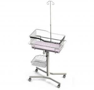 Quality Adjustable Mobile 890mm Hospital Baby Crib With Mattress Basket Wheels for sale