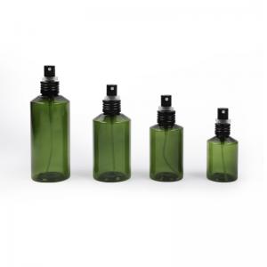 Quality Sloping Shoulder Plastic Cosmetic bottle packaging empty pet bottle with spray for sale