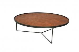 Quality Customized Round Metal Frame Coffee Tables Steady Solid Wood Coffee Table for sale