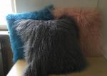 Colorful Living Room Mongolian Fur Pillow Soft Warm 40 * 40cm For Car Back