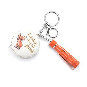 Quality Leather Covered Elegant Personalised Sewing Tape Measure With Tassel Keychain for sale