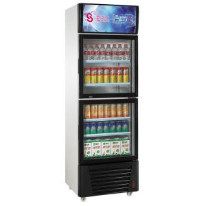 China Drinks Showcase Cooler Chiller Upright Refrigerator for Supermarket Glass Door Display on sale