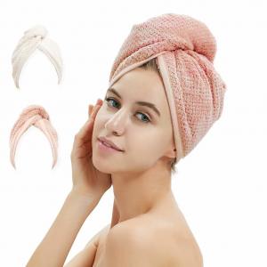 Quality Hair Wrap Towel Drying Microfiber Hair Drying Towel with Button Dry Hair Hat Dryer Turban for sale