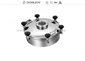 China 400mm Weled Pressure Food Tank Manhole Cover With Flange Sight Glass on sale