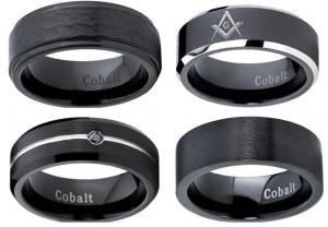 China Tagor Jewelry Made Customize Black Shiny Brushed Wedding Engagement Cobalt Chrome Rings on sale