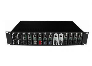 Quality SM / MM 19inch 2U 14 ports optical media converter , Rack Chassis for sale