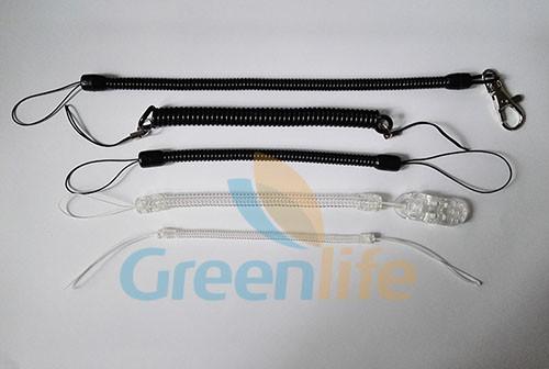 Multi-function Custom Sizes Black/Clear Plastic Coil Safety Strap with Hook,
