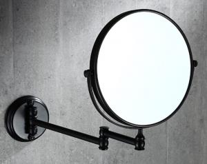 China Bathroom stainless steel Telescopic led makeup Mirror 2-Face Mirror Dual Arm Extend black bath mirror on sale