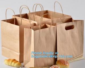 Quality Food Grade Bread Packaging Disposable Kraft Paper Bag,handle Stand up pouch kraft bags zip paper packaging bags for food for sale
